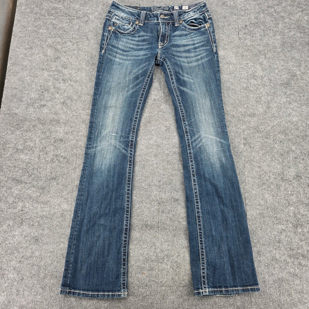 Miss Me Womens JP5327B Bootcut Jeans Blue Contrast Stitch Low Rise Size 31x34